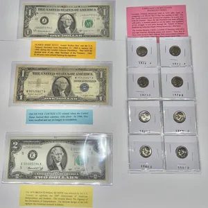 US Currency & Coin Set Including Barr Note & Dimes