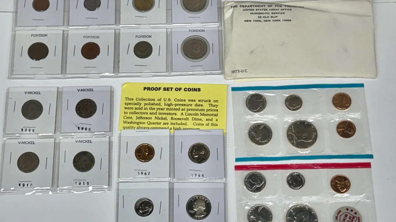 US Proof Set, 1972 Mint Set, V-Nickels, Foreign Coins