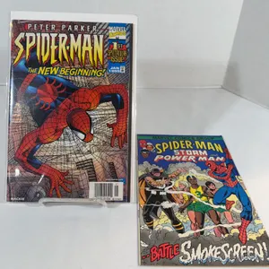 Marvel Comics - Peter Parker Spider-Man #1 and Spider-Man, Storm and Power Man Battle Smokescreen