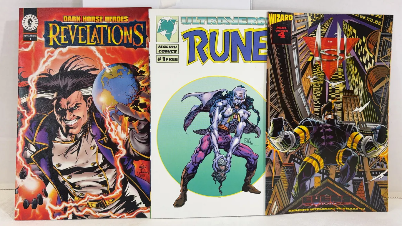 Dark Horse Comics - Revelations #1 Mini Comic, Ash Wizard #4 Mini Comic, and 2-in-1 Ultraverse Rune