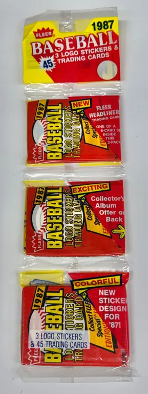 1987 Fleer Baseball Card Wax Packs (3) Unopened