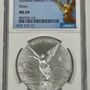 2024Mo Mexico 1 Onza Silver Coin NGC MS69
