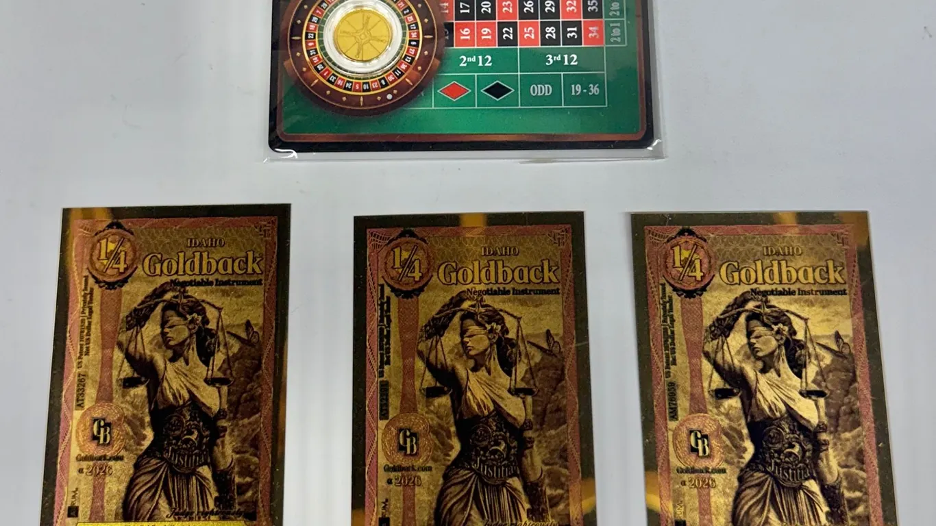 Goldback Notes and 1/1000 oz Gold Casino Chip