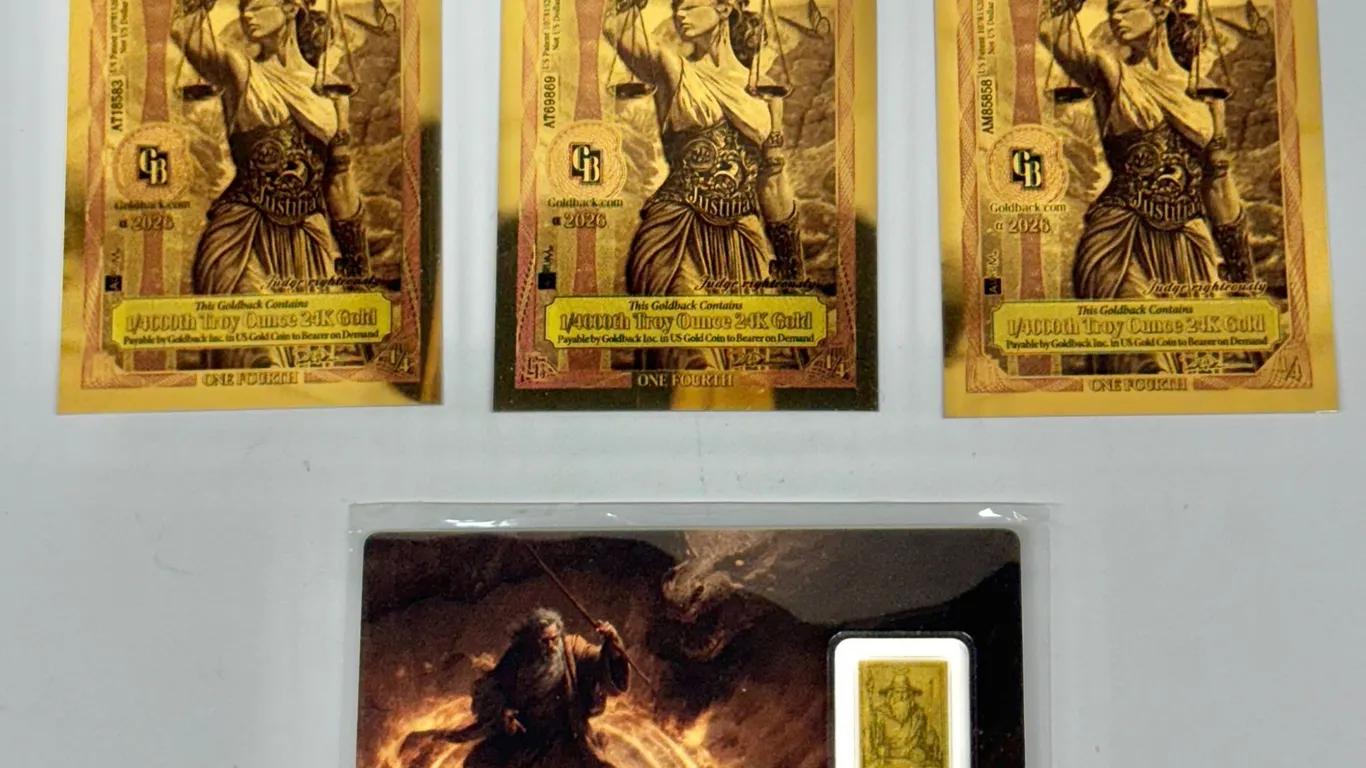 Goldback 1/4 Gold Notes and Liberia Magician Gold Coin