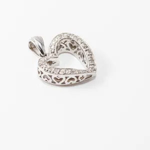 10K White Gold and Diamond Heart Pendant