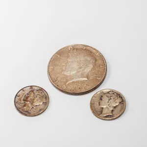 1945, 1949 Mercury Dimes and 1964 Kennedy Half Dollar