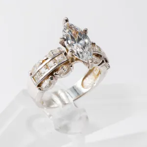 Sterling Silver Engagement Style Ring with Cubic Zirconia Marquis Stone