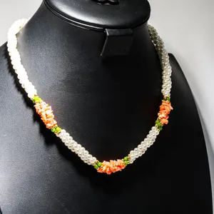 Vintage Jade, Pink Coral and Pearl Necklace