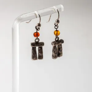 Sterling Silver and Amber Stonehenge Earrings
