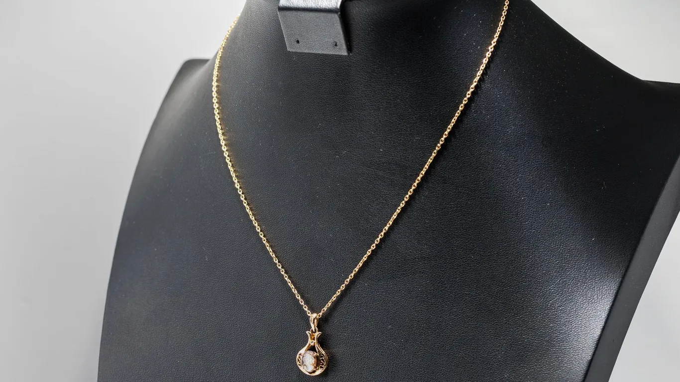 Sterling Silver Gold Tone Chain with Cameo Style Pendant