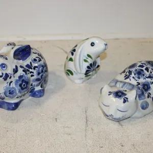 Blue & White Porcelain Animal Figurines