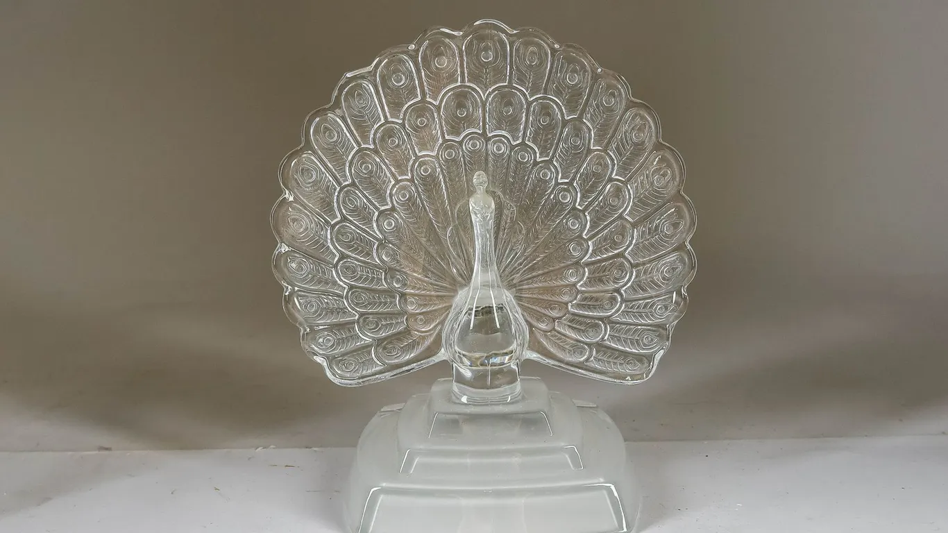 An Amazing Vintage Cristal D'Arques Lead Crystal Peacock Figurine