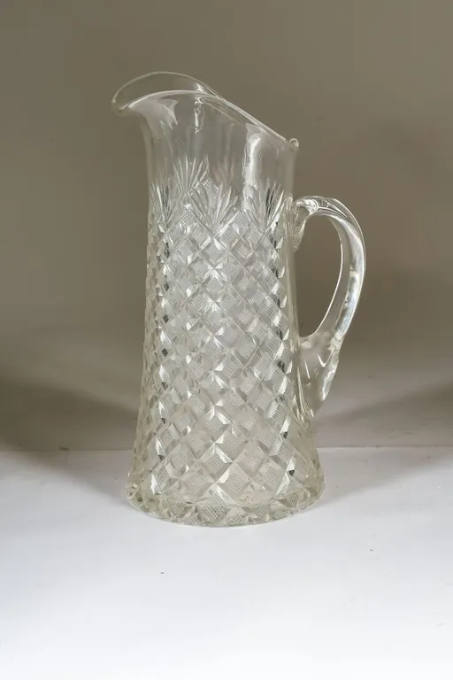 Diamond Cut Glass Pitcher