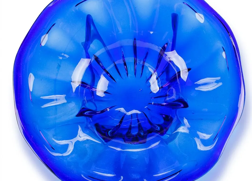 Vintage Cobalt Blue Mid Century Art Glass Dish