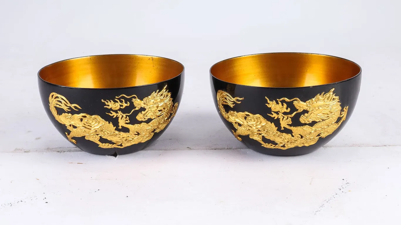 Pair of Matching Wooden Chinese Decorative Candleholders