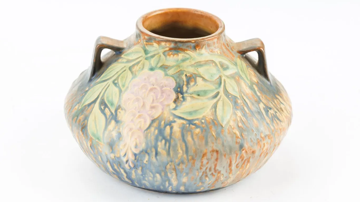 c. 1930's Roseville Pottery Wisteria Double-handled Vase