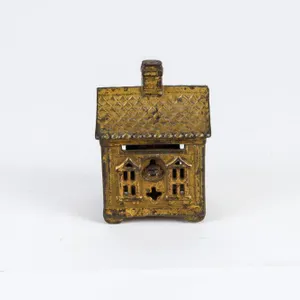 Antique Cast Iron House Form Coin Bank