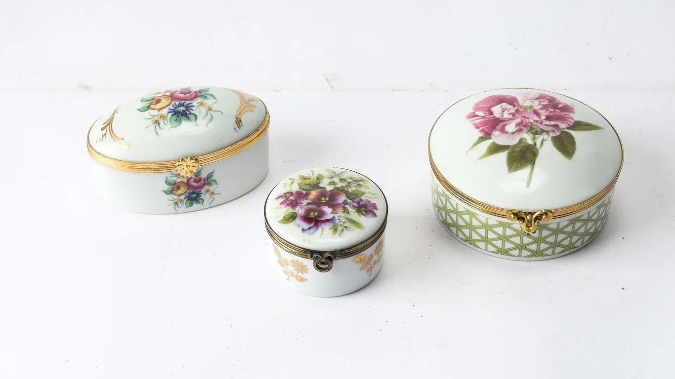 Vintage Hand-Painted Porcelain Trinket Boxes