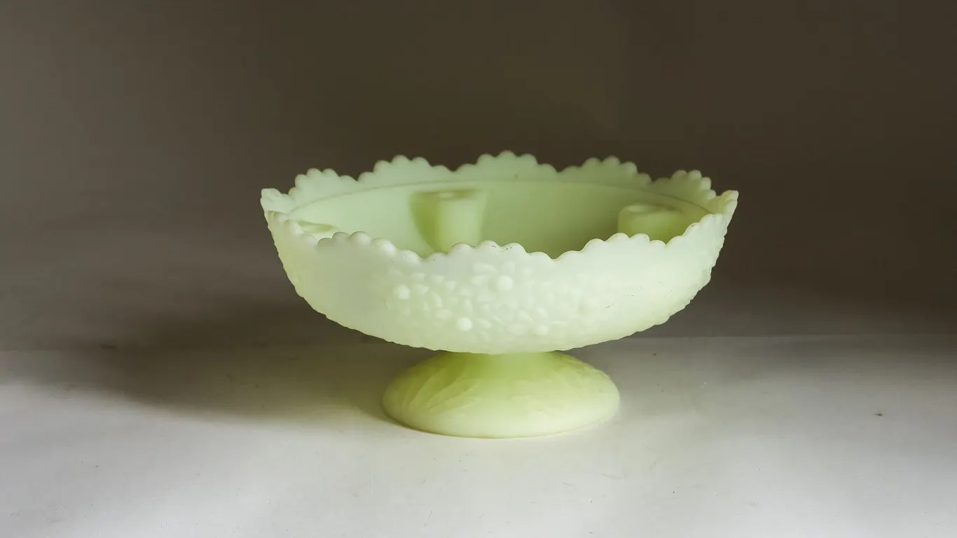 Vintage Fenton Custard Glass Orange Tree Candle Bowl - Glows!