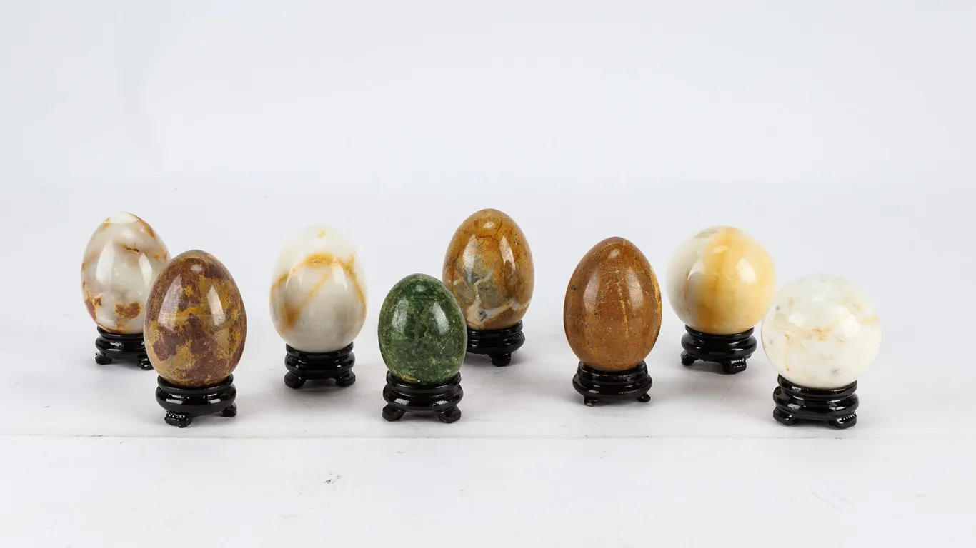 Stone Eggs and Spheres with Stands