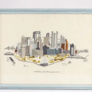 Framed Needlepoint Artwork of Pittsburgh, Pennsylvania