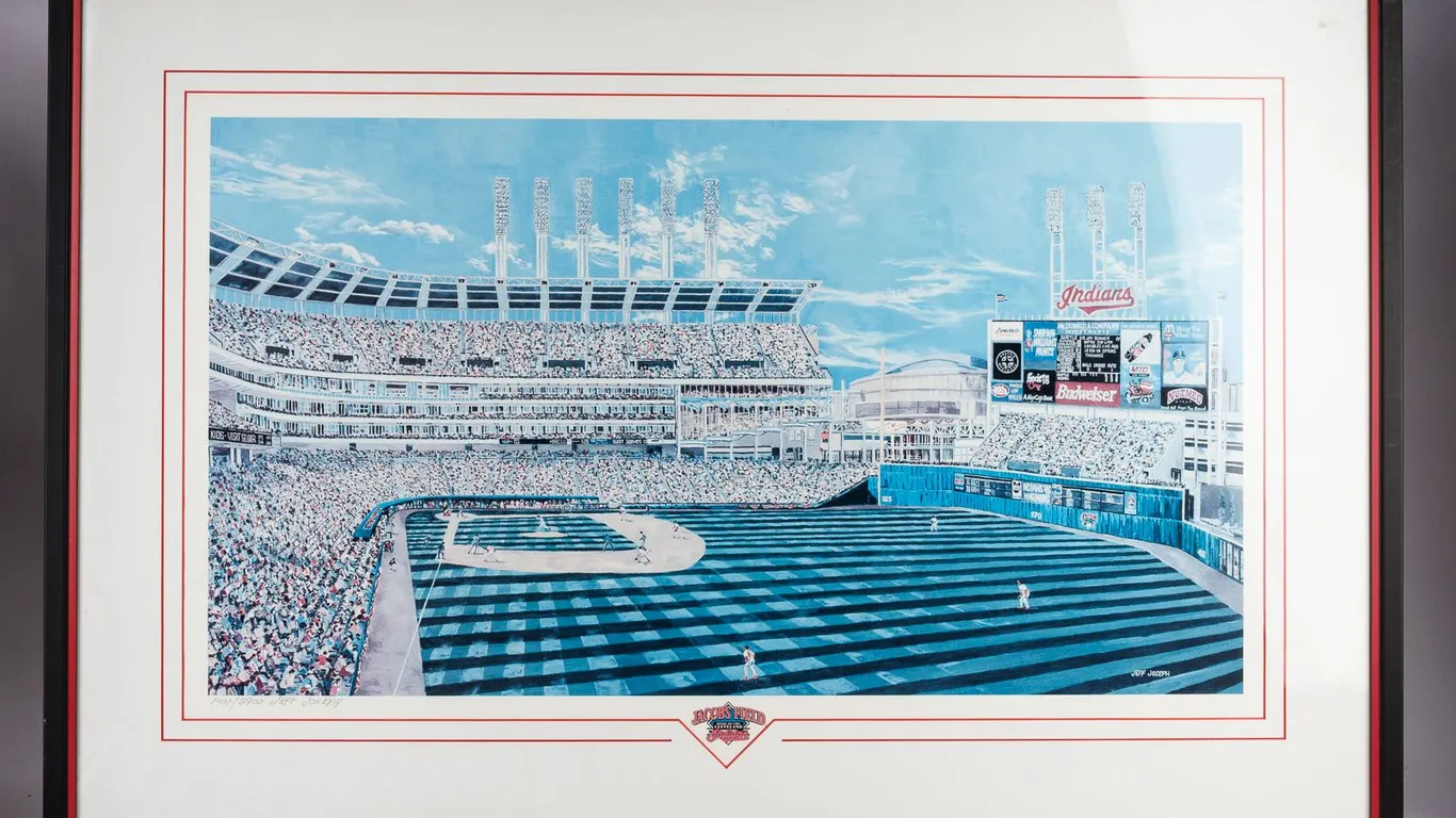 Vintage Framed Lithograph - "Jacobs Field" by Jeff Joseph