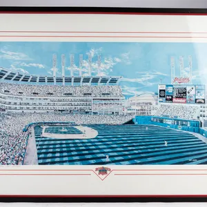 Vintage Framed Lithograph - "Jacobs Field" by Jeff Joseph
