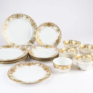 A Set of Amazing Noritake No. 175 Christmas Ball Plates & Teacups