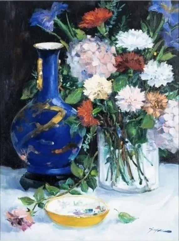 TINYAN CHAN (b 1942) FCA FLORAL STILL LIFE