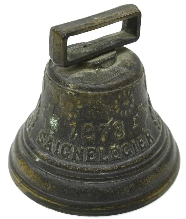 1878 CAST LIVESTOCK BELL, SAIGNELEGIER SWITZERLAND