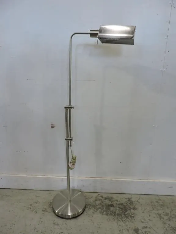 MCM BRUSHED STEEL TASK FLOOR LAMP 49"T