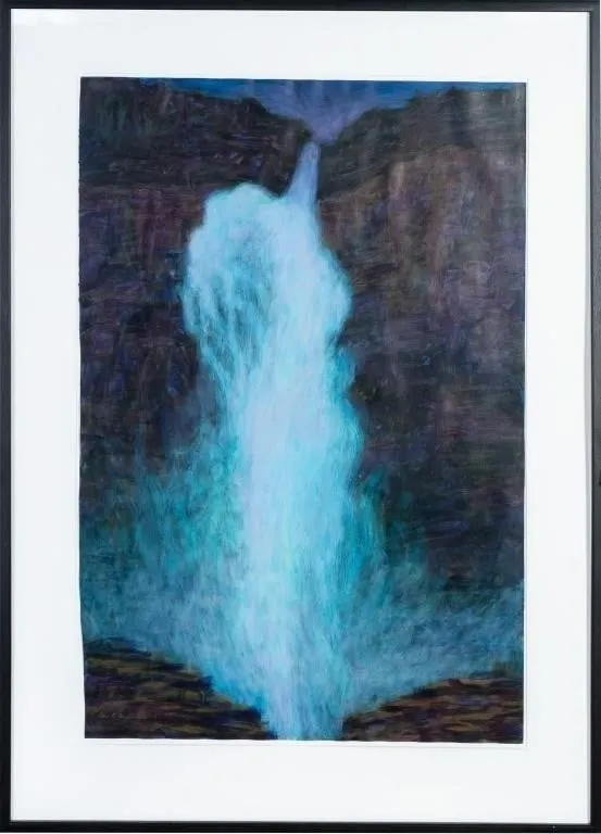 DAN E. HUDSON "TAKAKKAW FALLS" MIXED MEDIA 1987