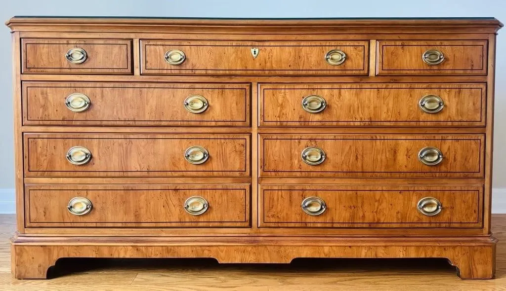 DREXEL GEORGIAN STYLE YEW WOOD 3 DRAWER DRESSER
