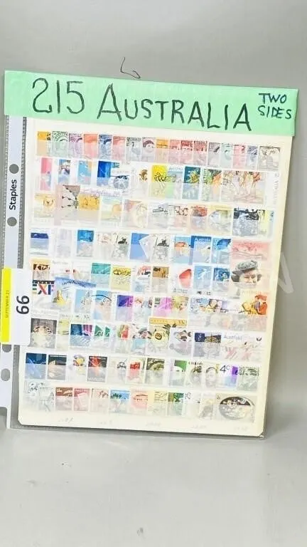 215 Australian stamps- 2 sheets