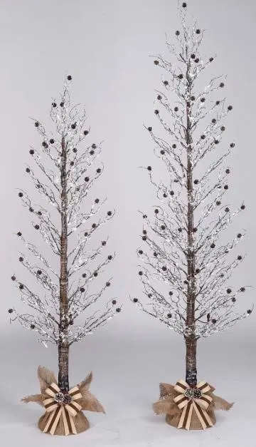 Pre-Lit Winter Trees 2pk