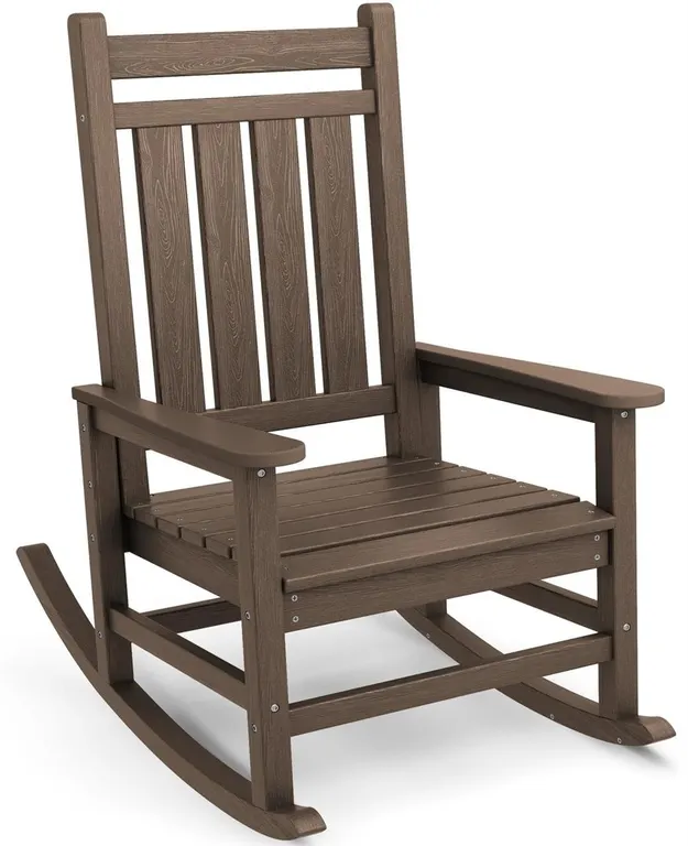 Serwall Oversized HDPE Patio Rocking Chair Coffee