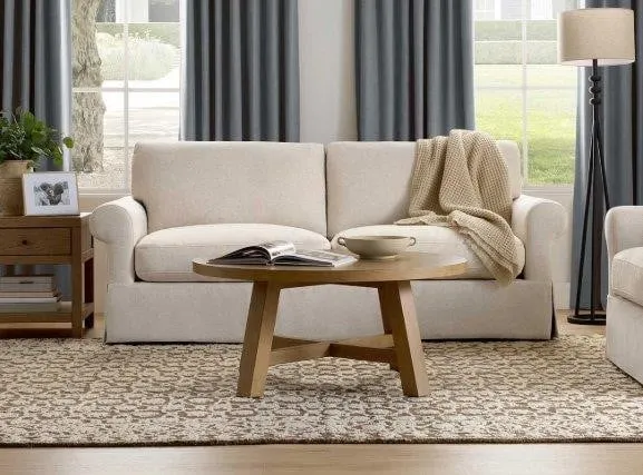 Brinkley Linen Rolled Arm Skirted Sofa 85in