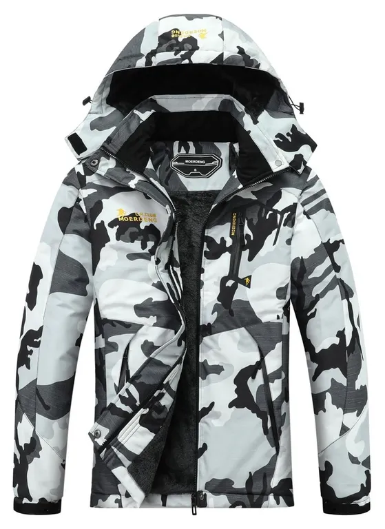 Moerdeng Womens Ski Jacket Black Camo Large
