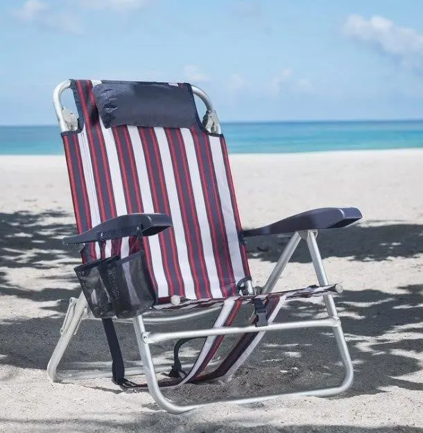 Position Lay Flat Beach Chair Nautical