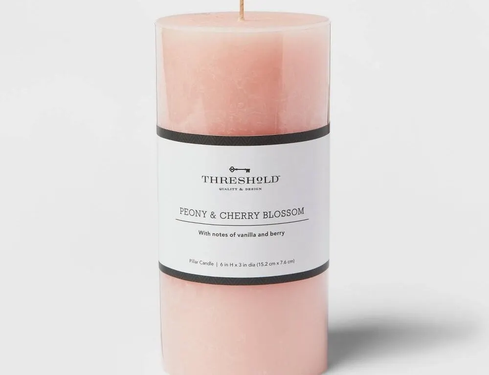 Threshold Peony Cherry Blossom Pillar Candle 6x3