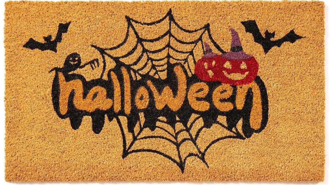 Fallovea Spider Web Halloween Doormat Combo Set