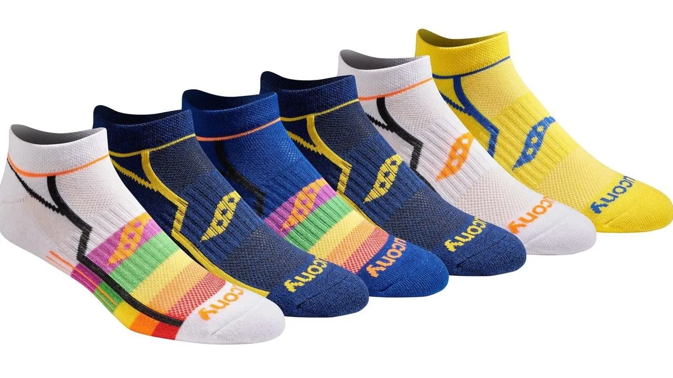 Saucony RunDry Bolt No-Show Socks Large 6pk