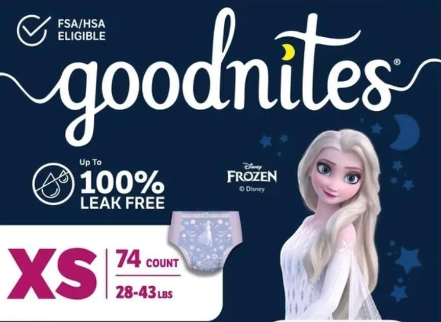 Goodnites Girls Nighttime Underwear XS 74ct