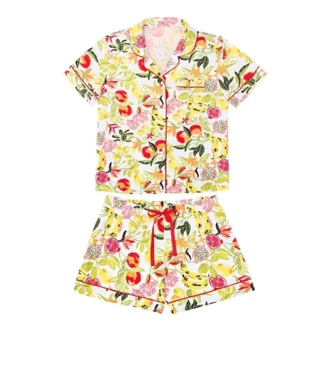 Womens 2-Piece Notch Collar Pajama Set XS