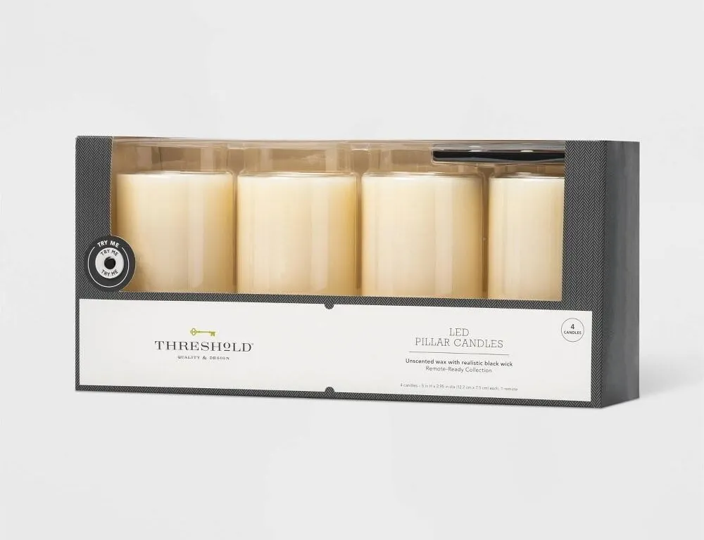 Threshold LED Flameless Candles 5x3 4pk Cream