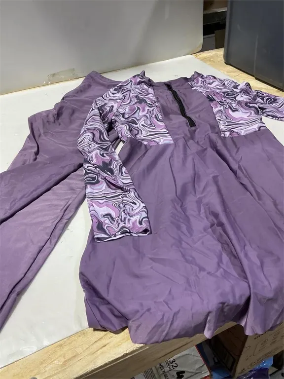 Modest Swimsuit Set K2519 Purple Marble XL