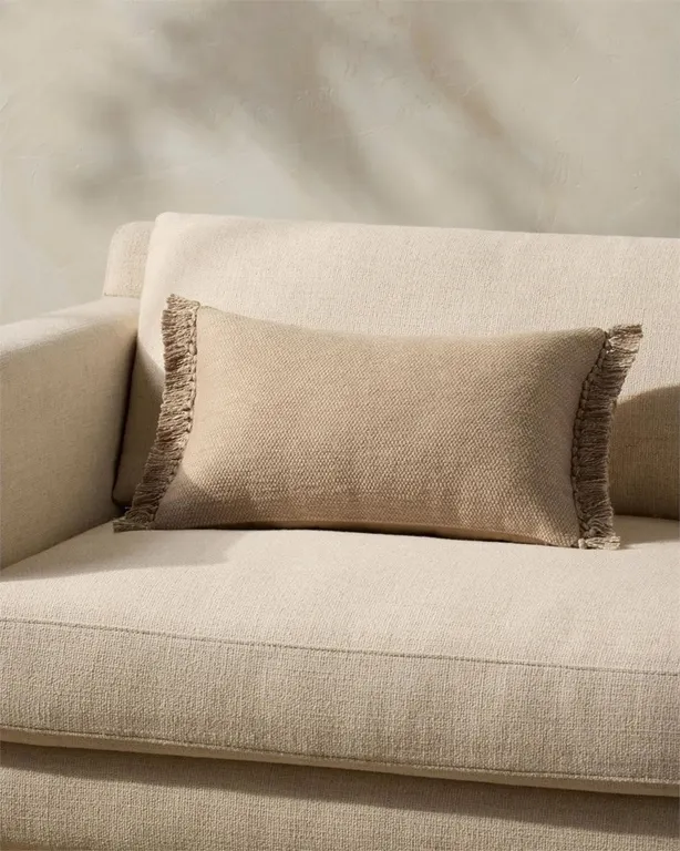 Loloi Magnolia Home Jett Beige Lumbar Pillow 13x21