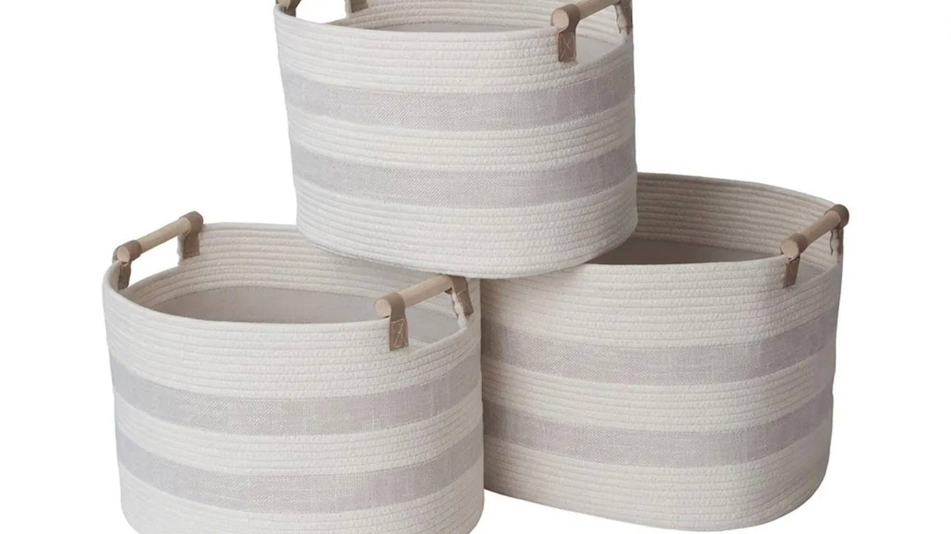 RGI Home Oval Fabric Storage Baskets 3pk
