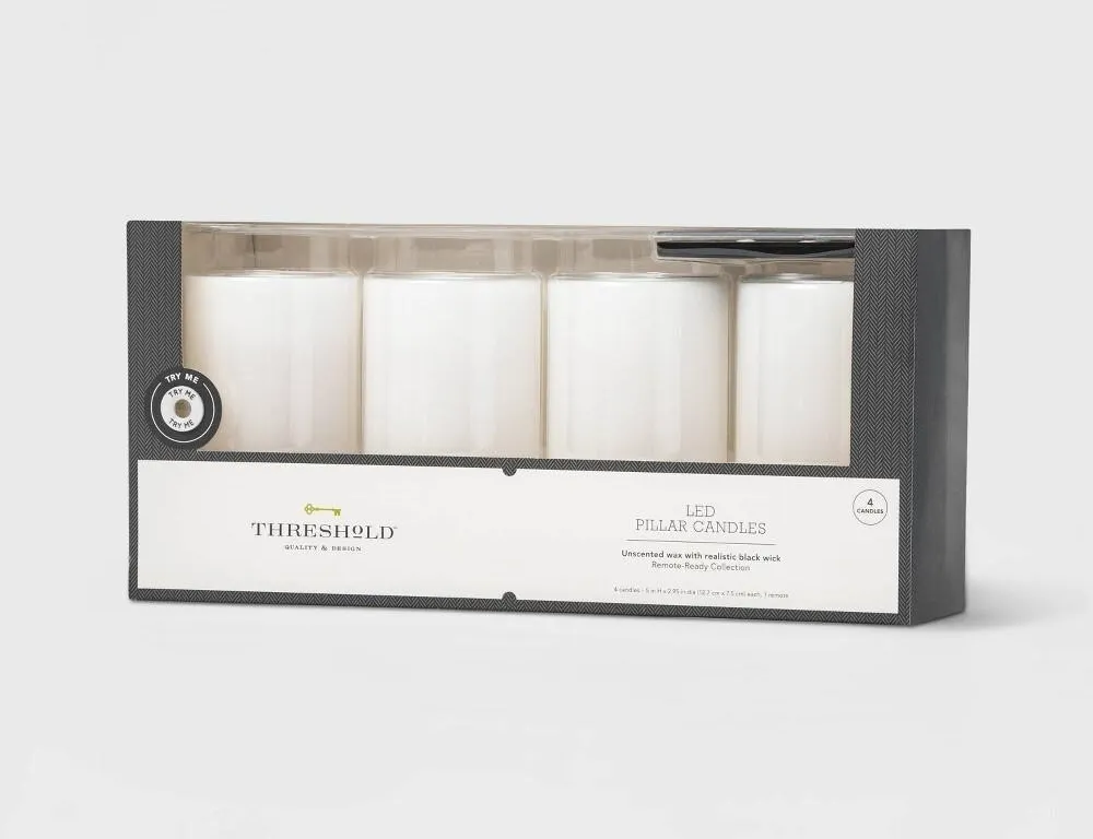 Threshold LED Flameless Black Wick Candles 4pk