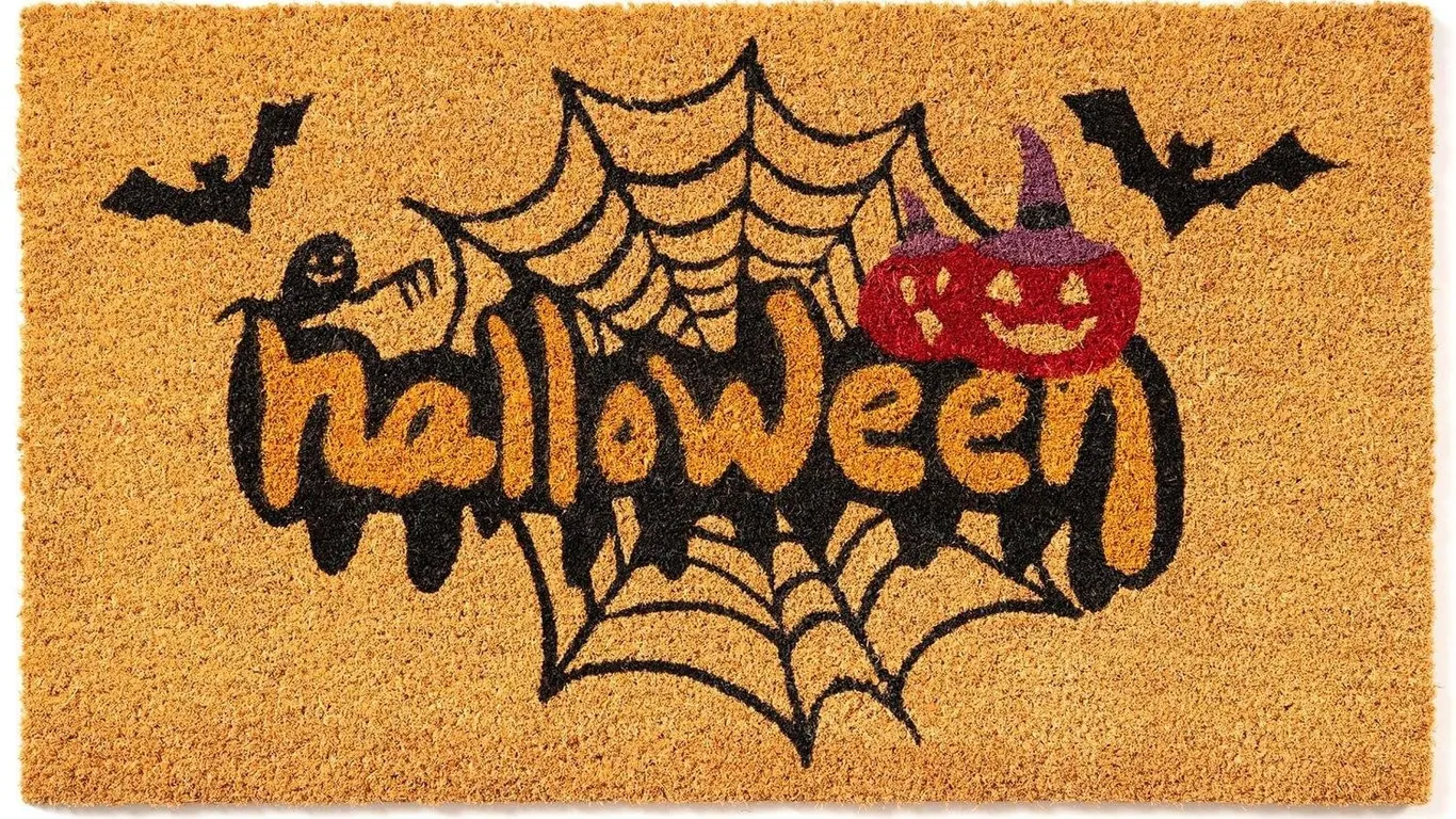 Fallovea Spider Web Halloween Doormat Combo Set